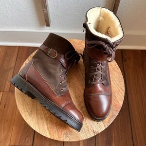 Pajar Vintage Women’s Brown Leather and Pure Shearling Lined Lace Up Boots 7.5